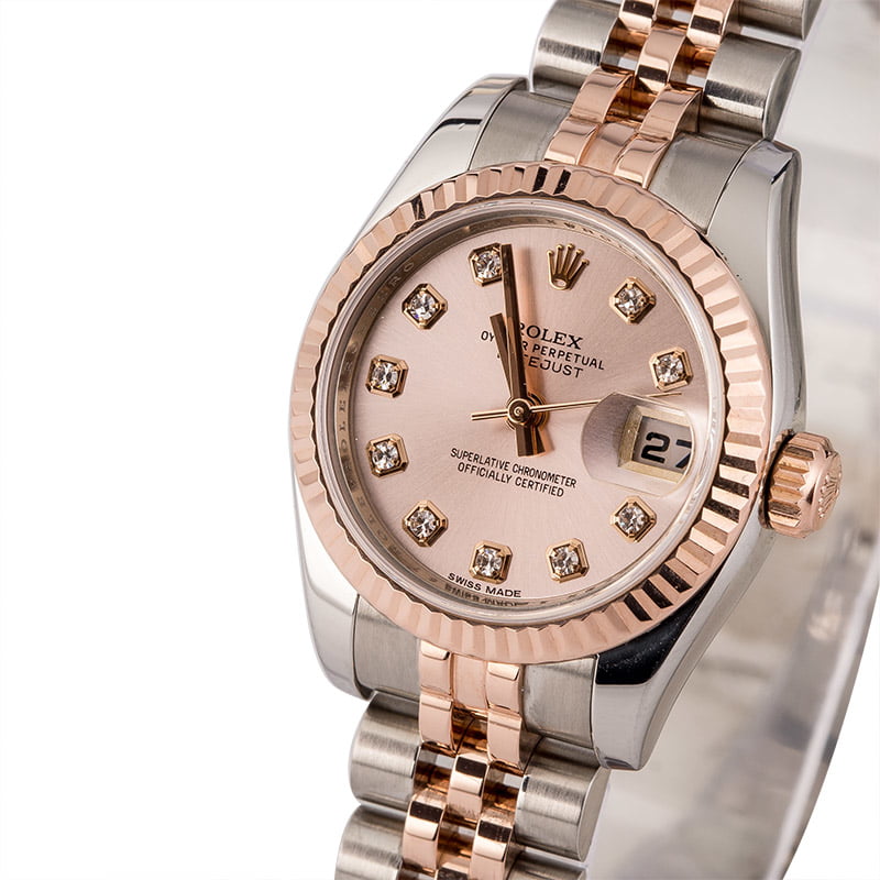 Used Rolex Datejust 179171 Pink Champagne Diamond Dial