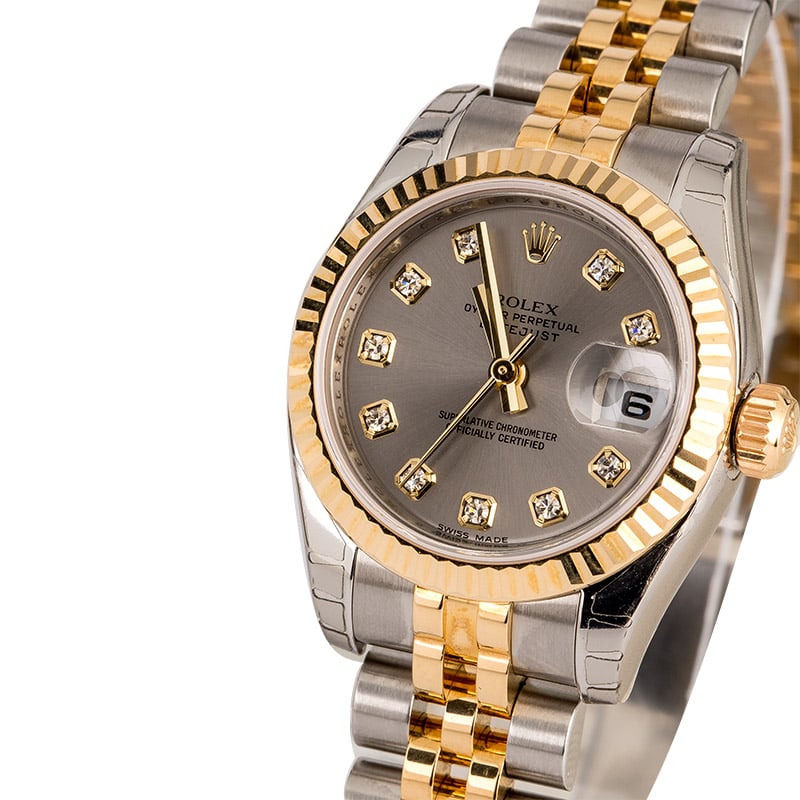 Unworn Rolex Lady Datejust 179173 Slate Diamond Dial