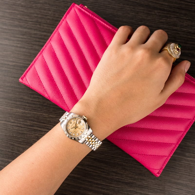 Pre Owned Rolex Lady-Datejust 179313 Champagne Diamond Jubilee