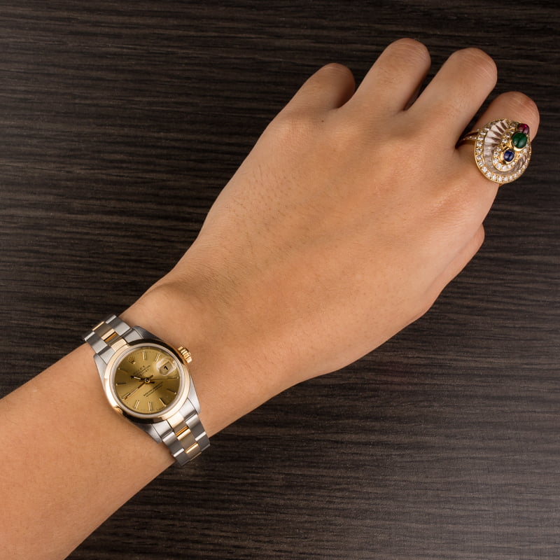 Pre Owned Rolex Lady-Datejust 69163 Champagne Dial