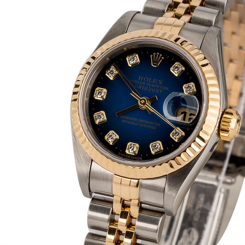 Rolex Ladies Datejust 79173 Blue Vignette Diamond Dial