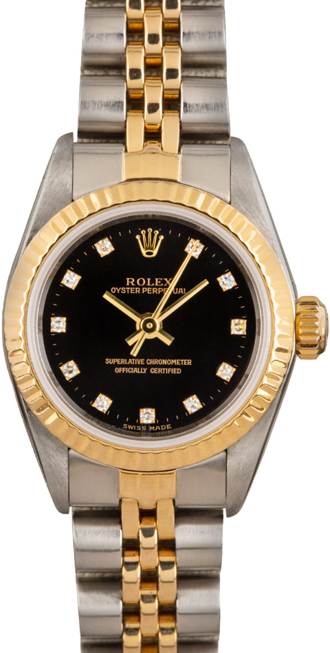 Ladies Rolex Oyster Perpetual 67193 Black Diamond Dial
