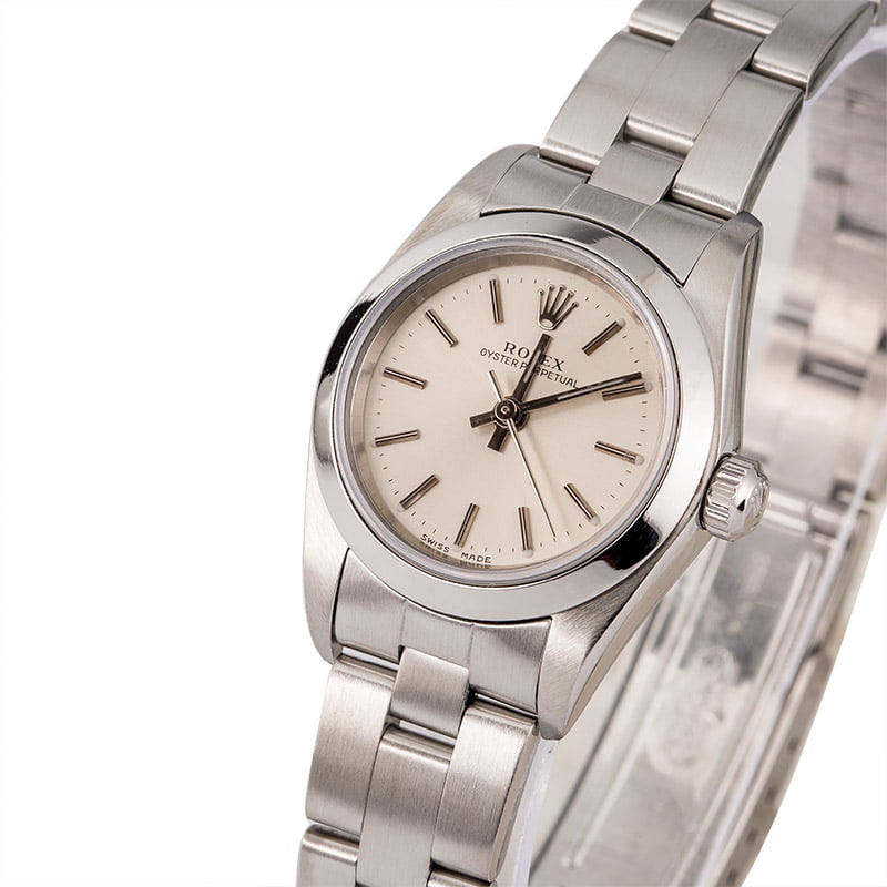Pre Owned Rolex Lady Oyster Perpetual 76080 Silver Dial T