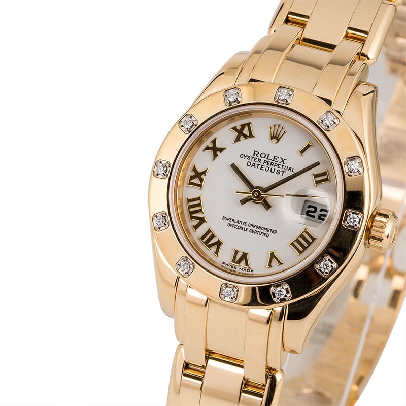 Rolex Lady Pearlmaster 80318 Diamond Bezel 18K