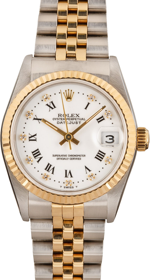 Rolex Mid-Size Datejust 68273 White Roman Dial