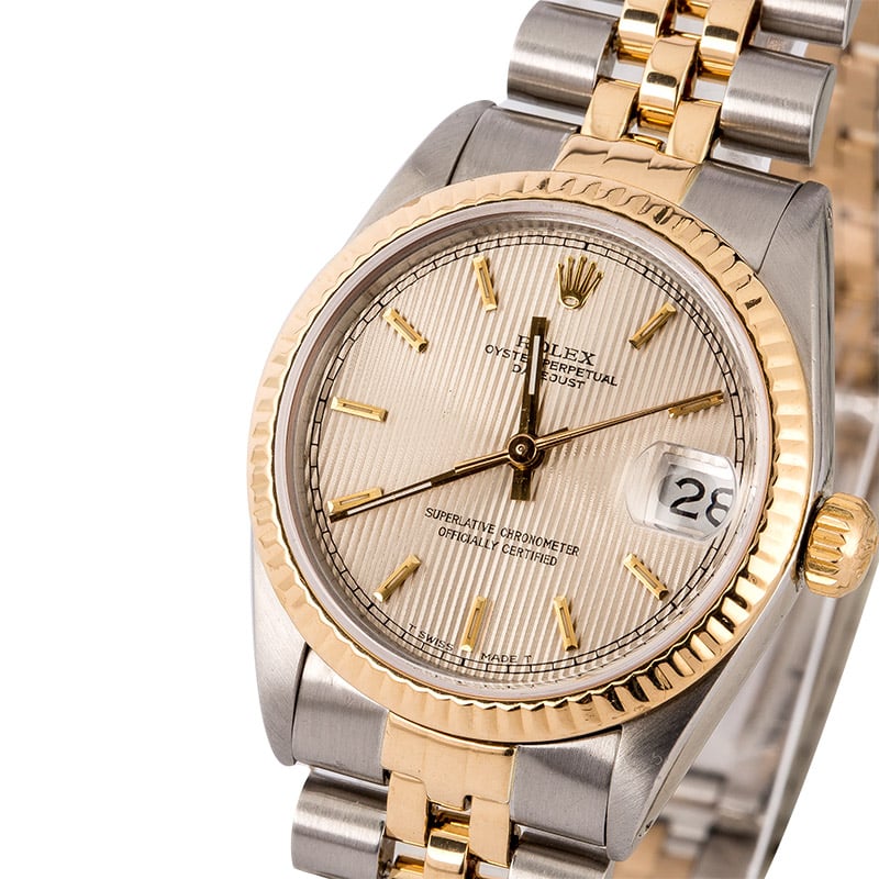 Rolex Datejust 68273 Silver Tapestry Dial
