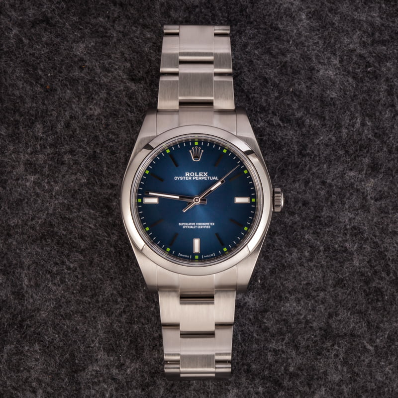 Pre Owned Blue Dial Rolex Oyster Perpetual 114300