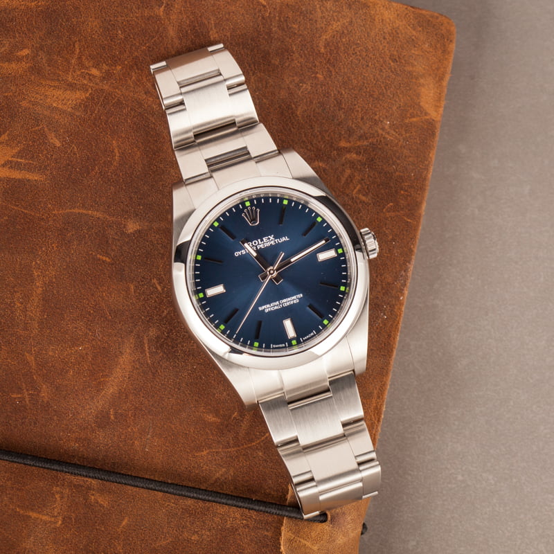 PreOwned Rolex Oyster Perpetual 114300 Blue Index Dial