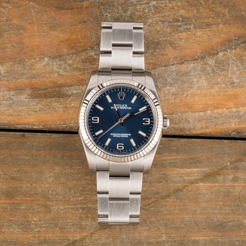 Rolex Oyster Perpetual 116034 Blue Luminescent Dial