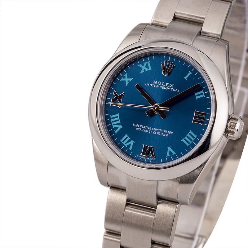 PreOwned Rolex Oyster Perpetual 177200 Blue Roman Dial