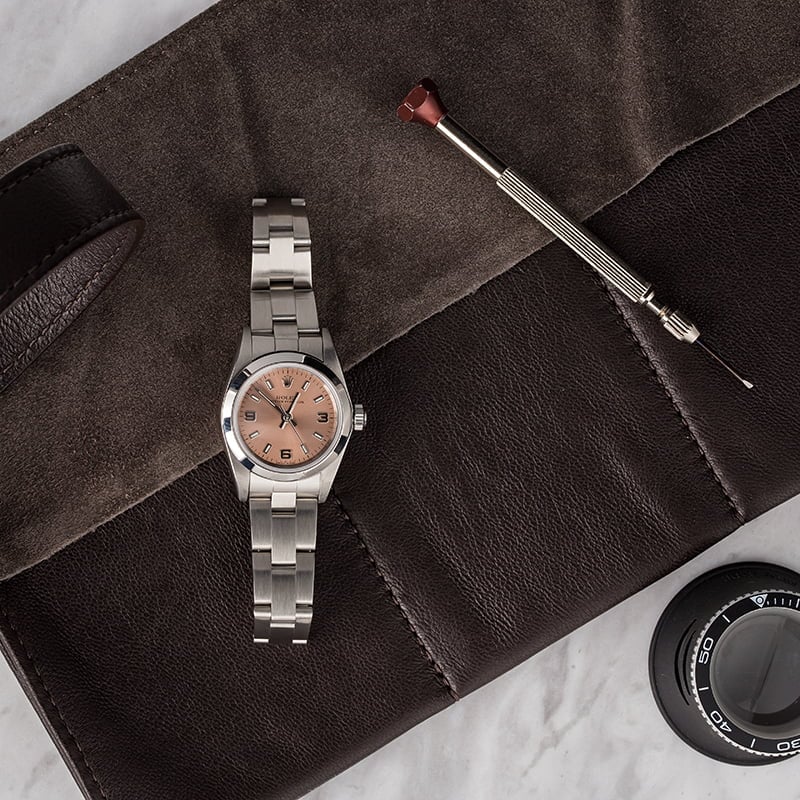 Pre Owned Rolex Ladies Oyster Perpetual 76080 Pink Dial