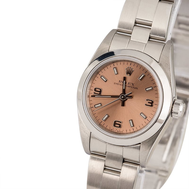 Pre Owned Rolex Ladies Oyster Perpetual 76080 Pink Dial