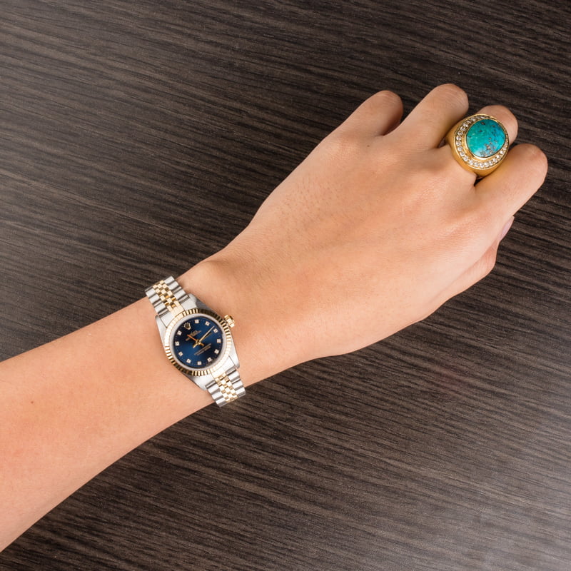 Pre Owned Rolex Oyster Perpetual 76193 Blue Diamond Dial T