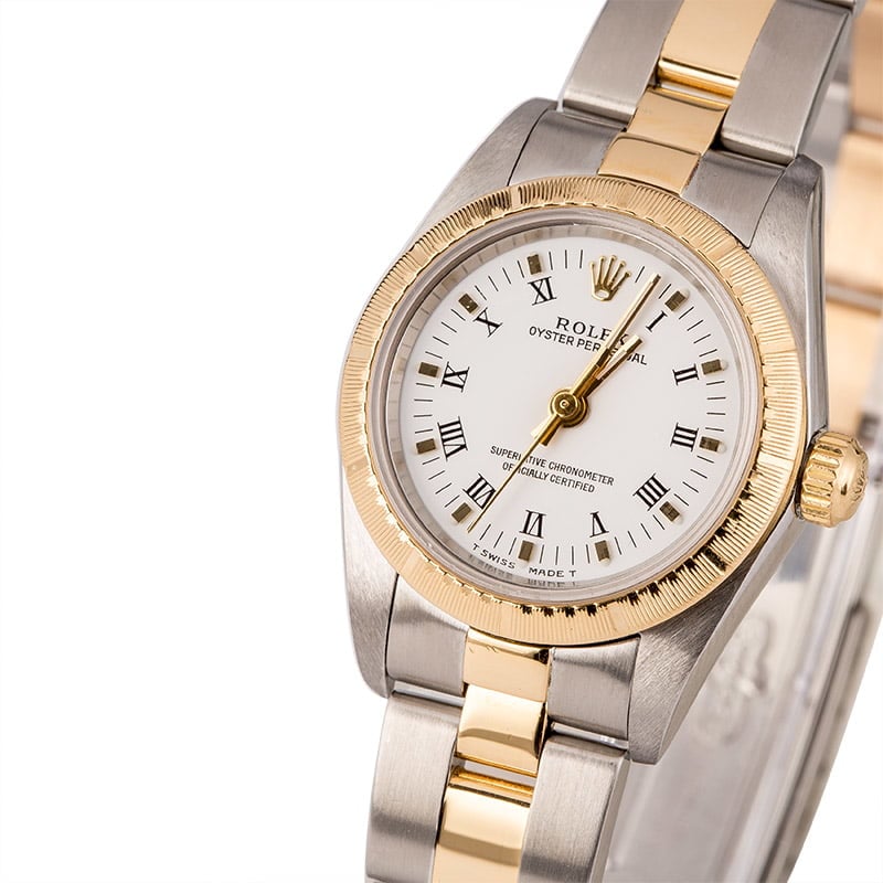 Pre Owned Rolex Ladies Oyster Perpetual 76243 Two Tone Oyster