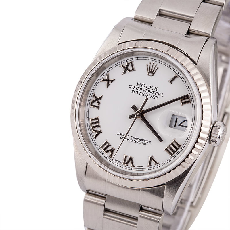 PreOwned Rolex Steel Datejust 16234 White Roman Dial