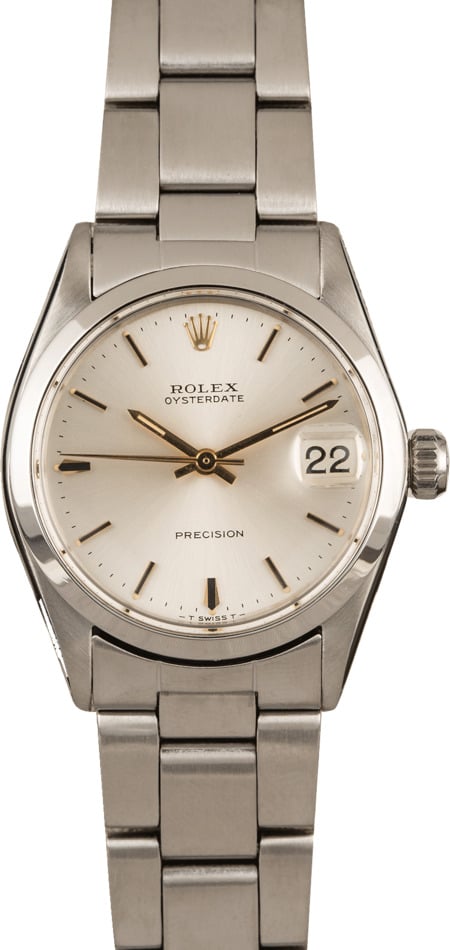 Used Rolex OysterDate 6466 Silver Dial t