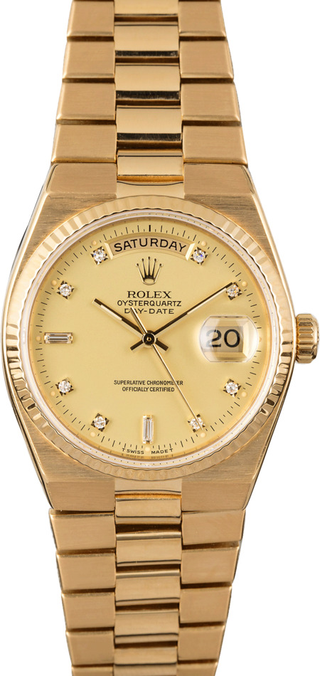Rolex OysterQuartz Day-Date 19018 Yellow Gold Integral Bracelet