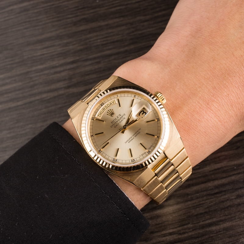 Used Rolex OysterQuartz Day-Date 19018 Champagne Index