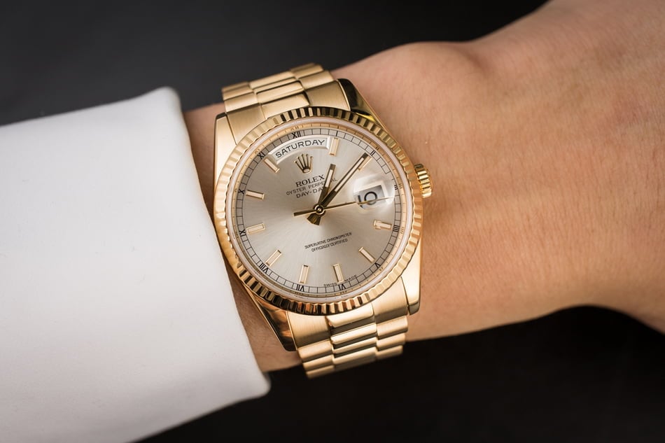 Rolex Day-Date 118238 Silver Luminescent Dial
