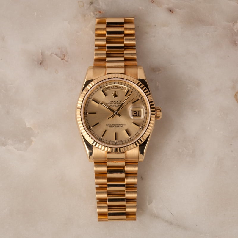 Pre-Owned Rolex President 118238 Champagne