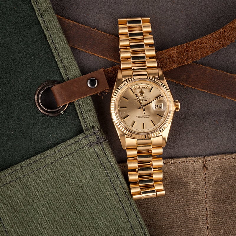 Pre-Owned 36MM Rolex President 1803 Champagne Dial