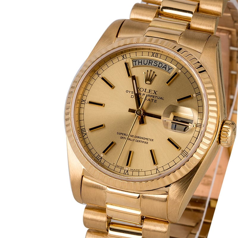 Pre Owned Rolex Champagne President 18038 t