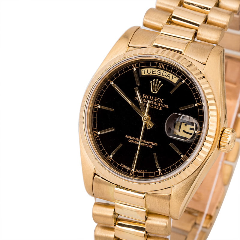 Used Rolex President 18038 Day-Date Black Dial