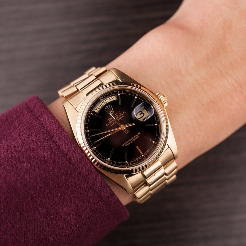 Used Rolex President 18038 Day-Date Black Dial
