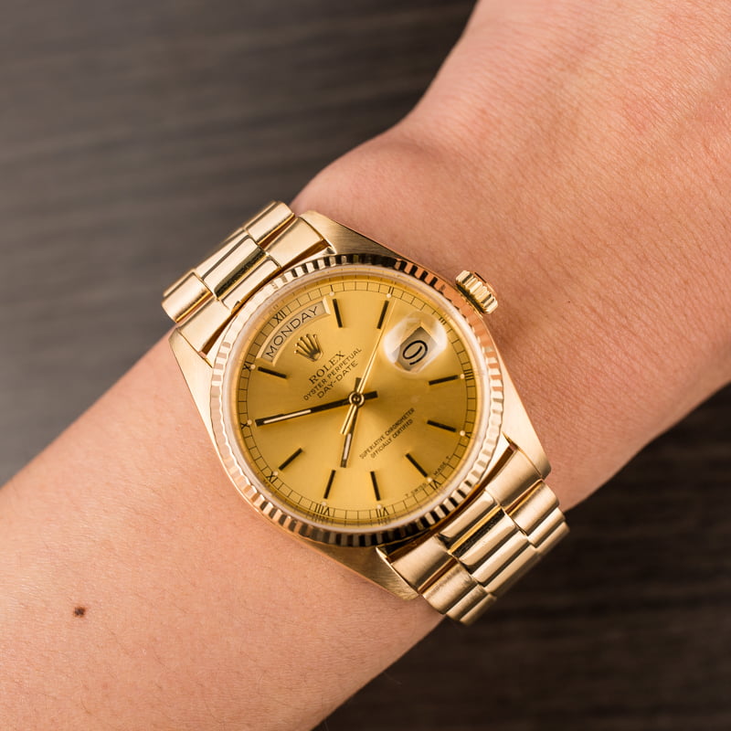 Used Rolex Gold President 18038 Champagne Dial