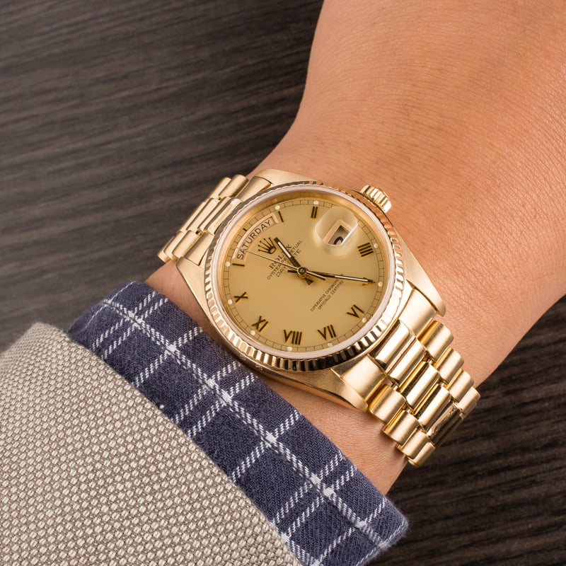 Used Rolex President 18038 Champagne Roman Dial T