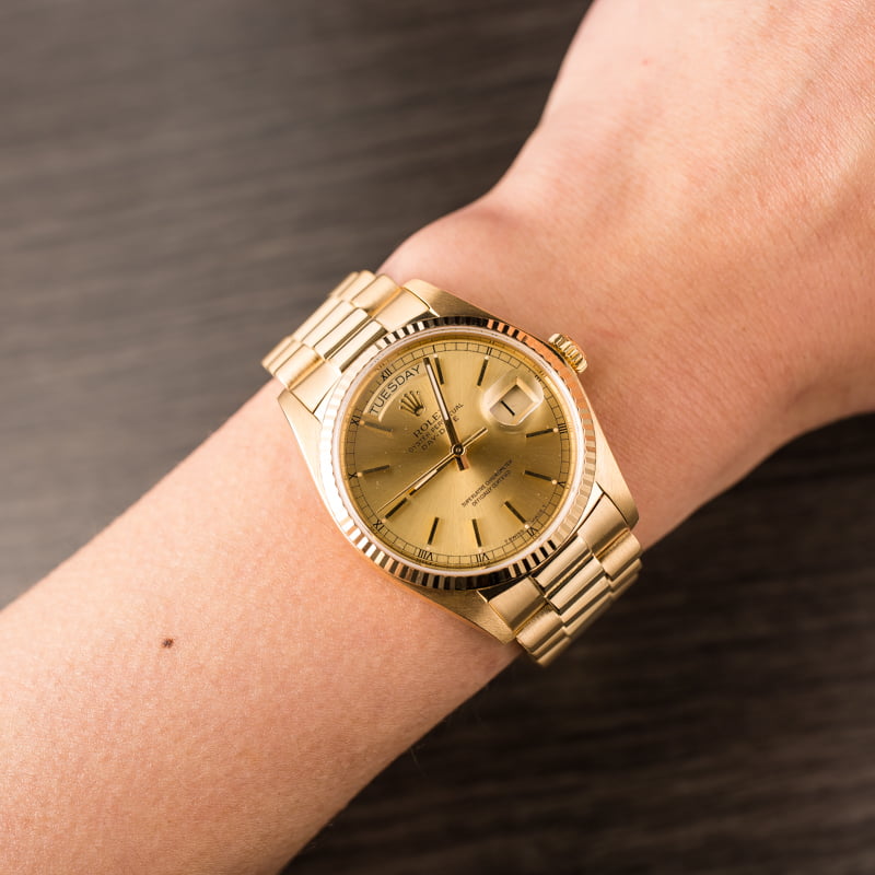 Pre Owned Rolex President 18038 18K Yellow Gold