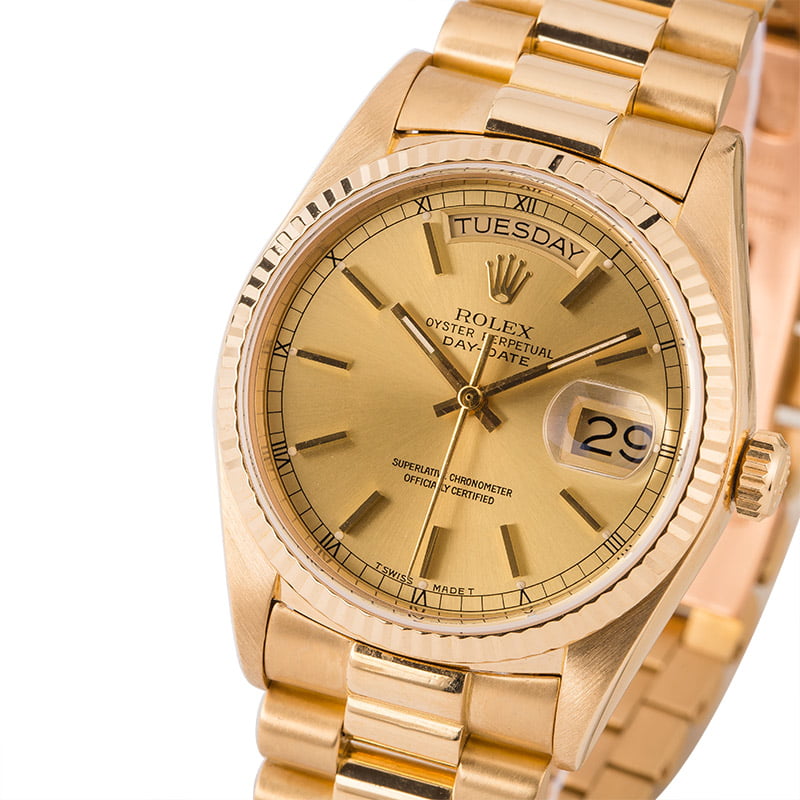Pre Owned Champagne Dial Rolex President 18038