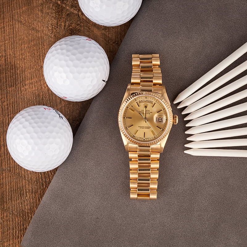Used Rolex President 18038 Champagne Index