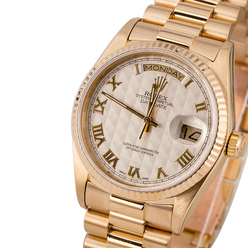 Used Rolex President 18038 Silver Pyramid Dial