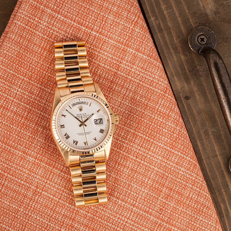 Pre-Owned Rolex Day Date President 18038 White Dial