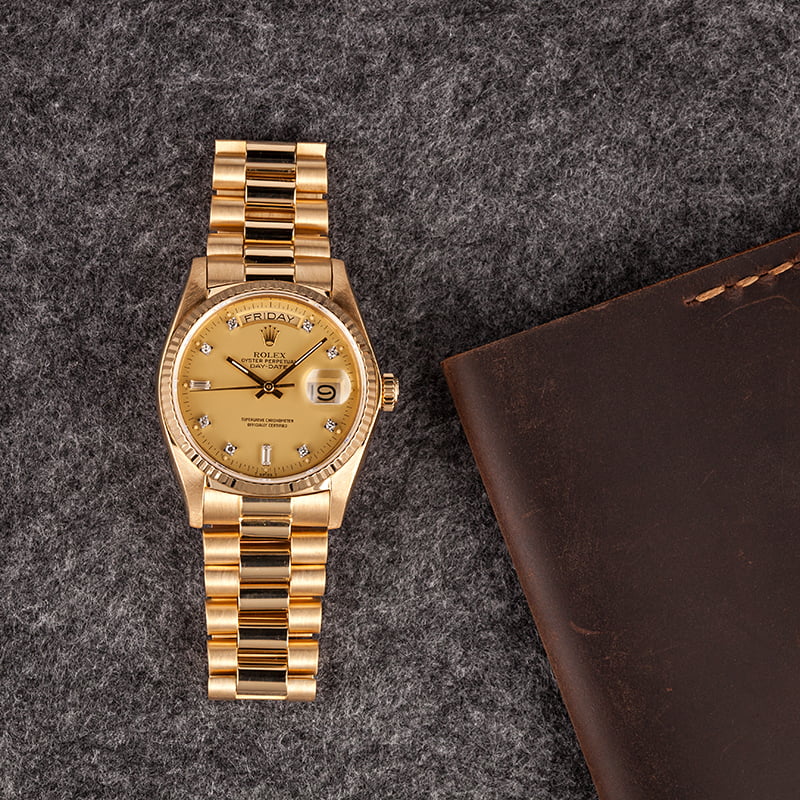 Rolex President 18038 Diamond Dial Certified Pre-Owned