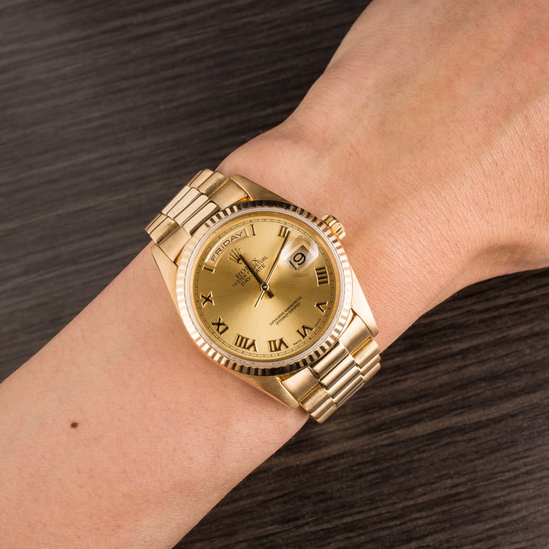 Pre Owned Rolex Gold President 18238 Roman Dial