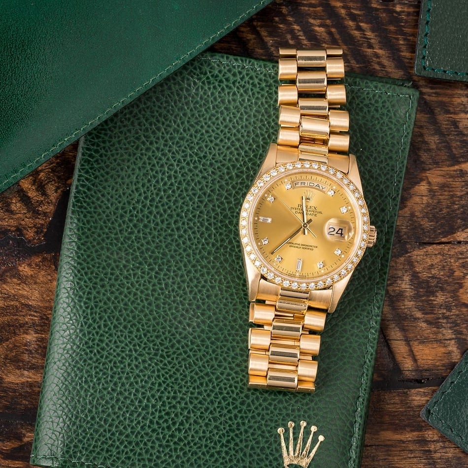 Rolex Day-Date 18348 Diamond Bezel President