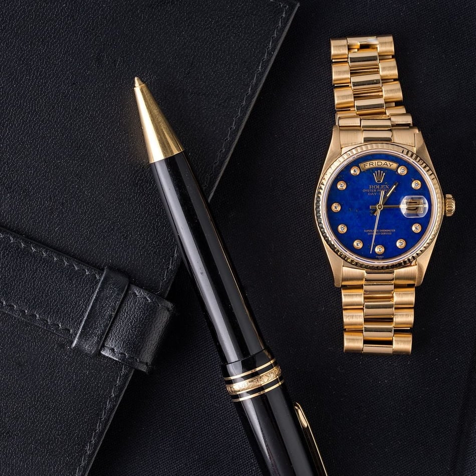 Rolex Presidential 18038 Blue Lapis Pyramid Diamond Dial