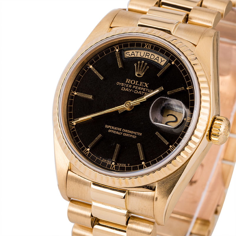 Pre-Owned Rolex President 18038 Index Black Dial