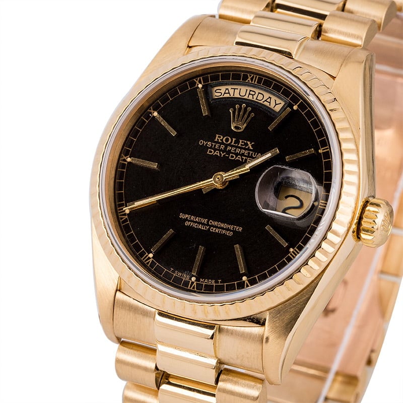 Pre-Owned Rolex President 18038 Black Dial