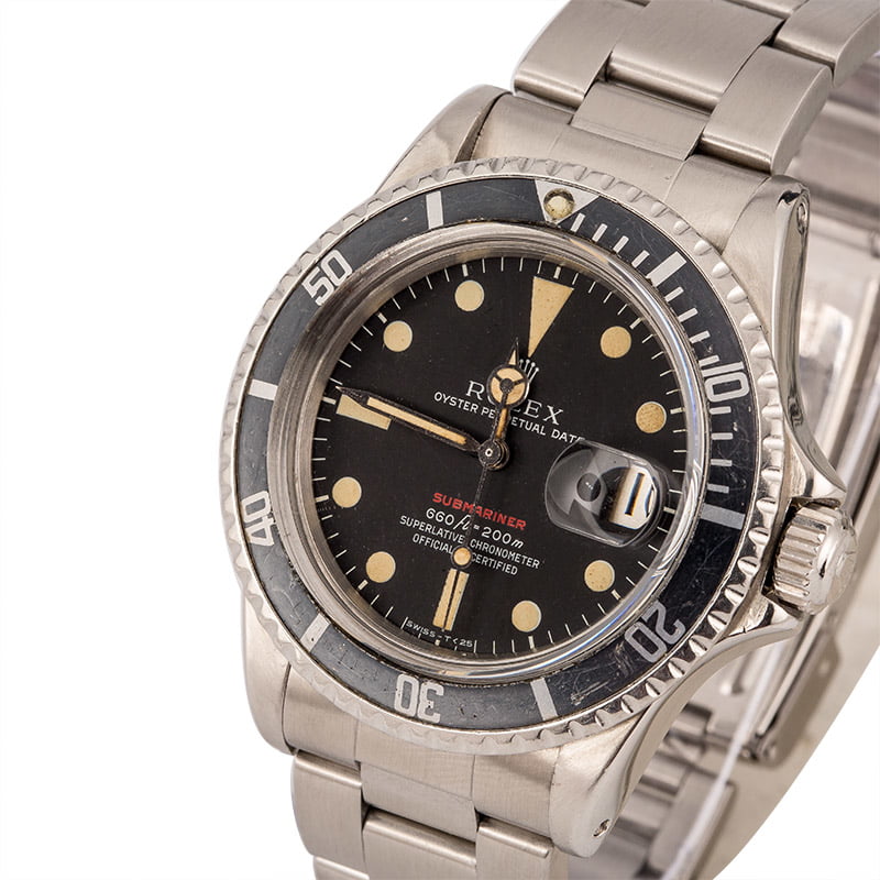 Vintage 1972 Rolex Red Submariner 1680 Matte Black"Ft First Dial"
