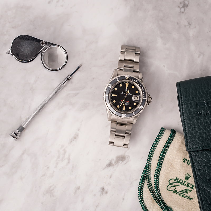 Vintage 1972 Rolex Red Submariner 1680 Matte Black"Ft First Dial"
