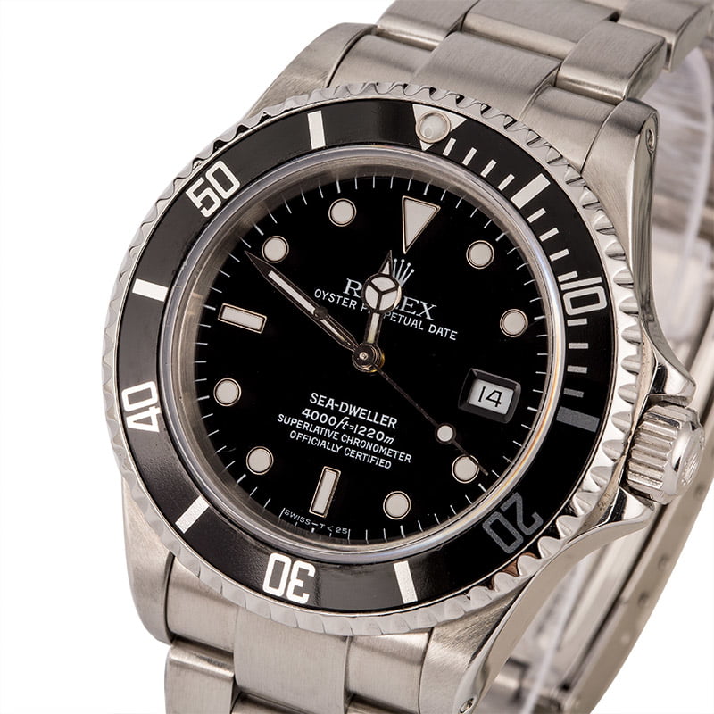 Pre Owned Black Rolex Sea-Dweller 16600 Stainless Steel