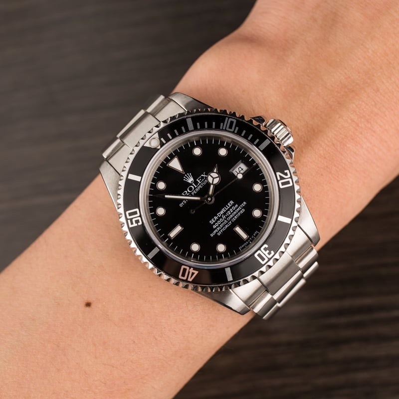 Pre Owned Black Rolex Sea-Dweller 16600 Stainless Steel