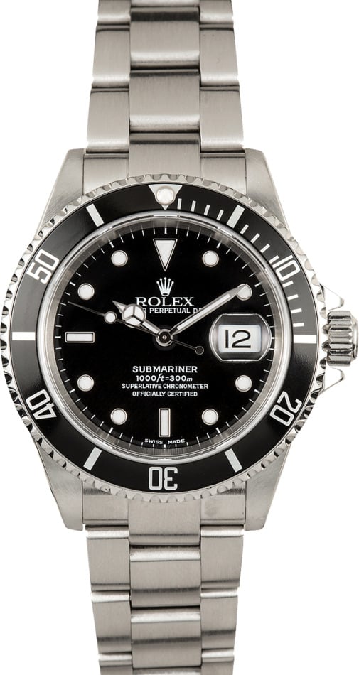 Rolex Stainless Steel Submariner 16610 No Holes