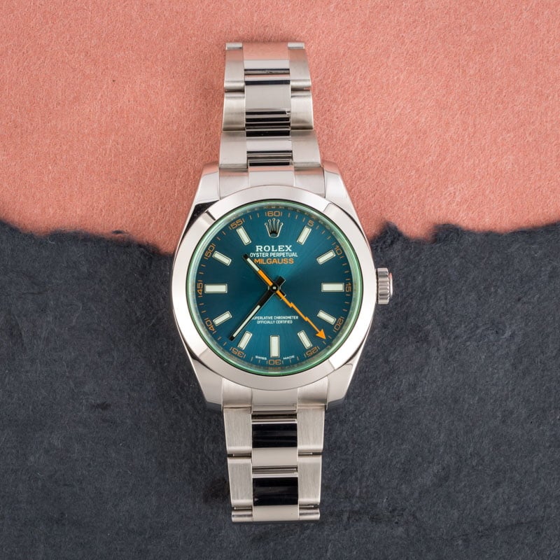 Mens Rolex Milgauss 116400GV Blue Dial