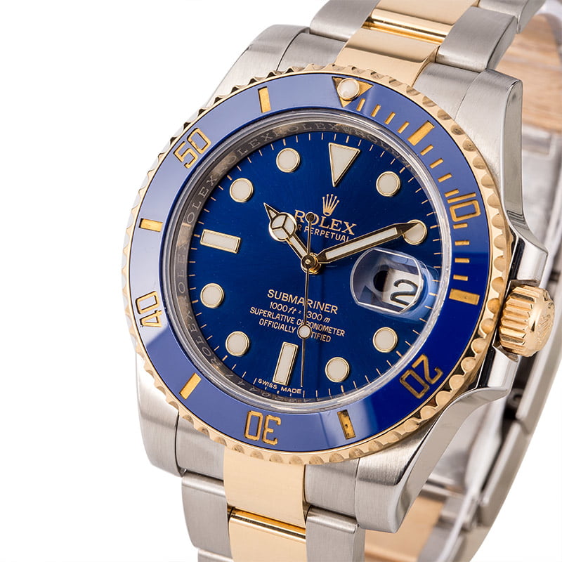 Used Rolex Submariner 116613 Two Tone with Sunburst Blue Dial