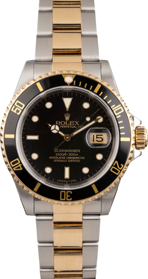 Pre Owned Rolex Submariner 16613 Two-Tone - Black Dial