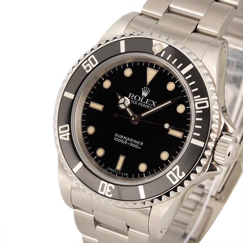 PreOwned Rolex Steel Submariner 14060 Black Bezel